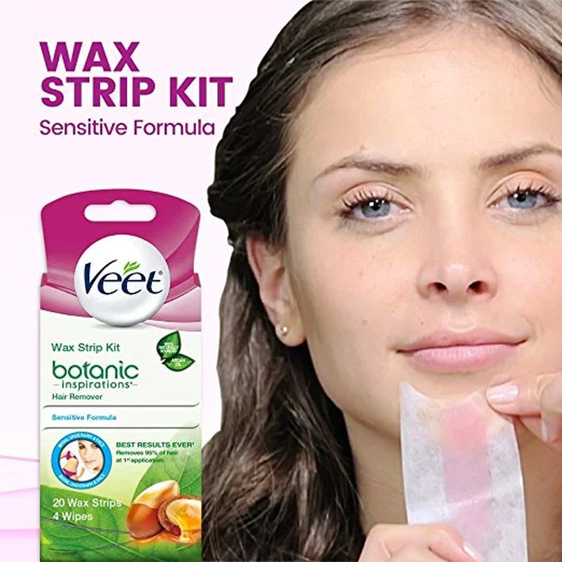 Botanic Inspirations Wax Strip Kit, 20 Count, for Bikini, Underarm, Face
