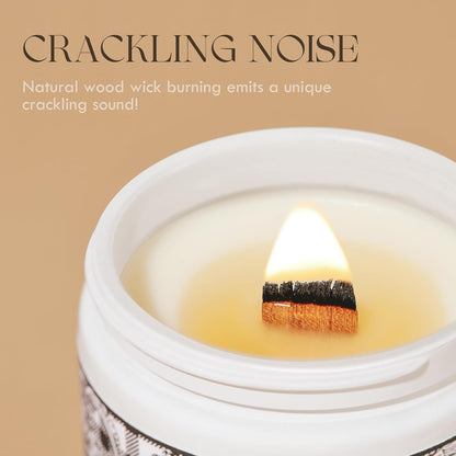 Candles for Home Scented - Wood Wick Scented Candles | Crackling Candles | Natural Soy Candles Gifts for Women Men, Ideal for Creating Relaxing Ambience & Holiday Gifting, Vanilla & Cream