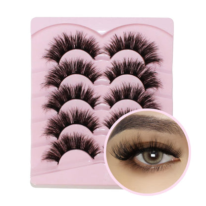 False Eyelashes Fox Eye Lashes Curl Winged End Eye Elongated Cat Eye Lashes 5 Pairs Natural Fake Eyelashes Thick Handmade Fake Lashes Pestañas