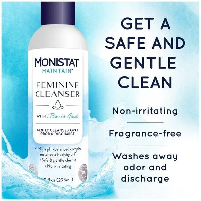 MONISTAT Maintain Feminine Ph Balanced Cleanser, Fragrance Free, 10 Fl Oz