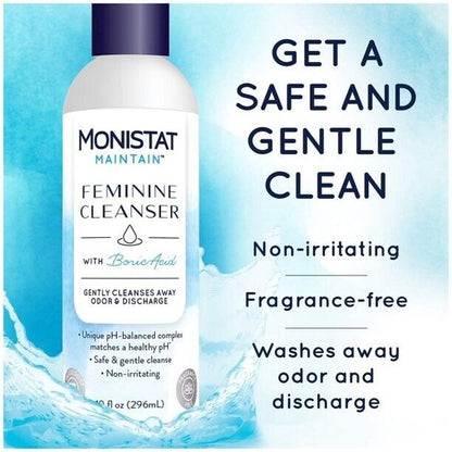 MONISTAT Maintain Feminine Ph Balanced Cleanser, Fragrance Free, 10 Fl Oz