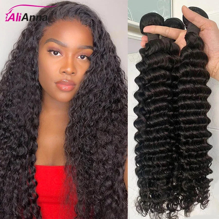 Deep Wave Bundles Human Hair Extensions Real Human Hair Brazilian Human Hair Bundles 100% Curly Bundles Human Hair Fast Shipping