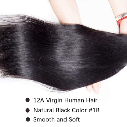 Human Hair Bundles Straight 38 Inch Single Bundles Human Hair Long 100% Human Hair One Bundle 10A Brazlian Virgin Human Hair Weave Natural Black Unprocessed Human Hair Bundles