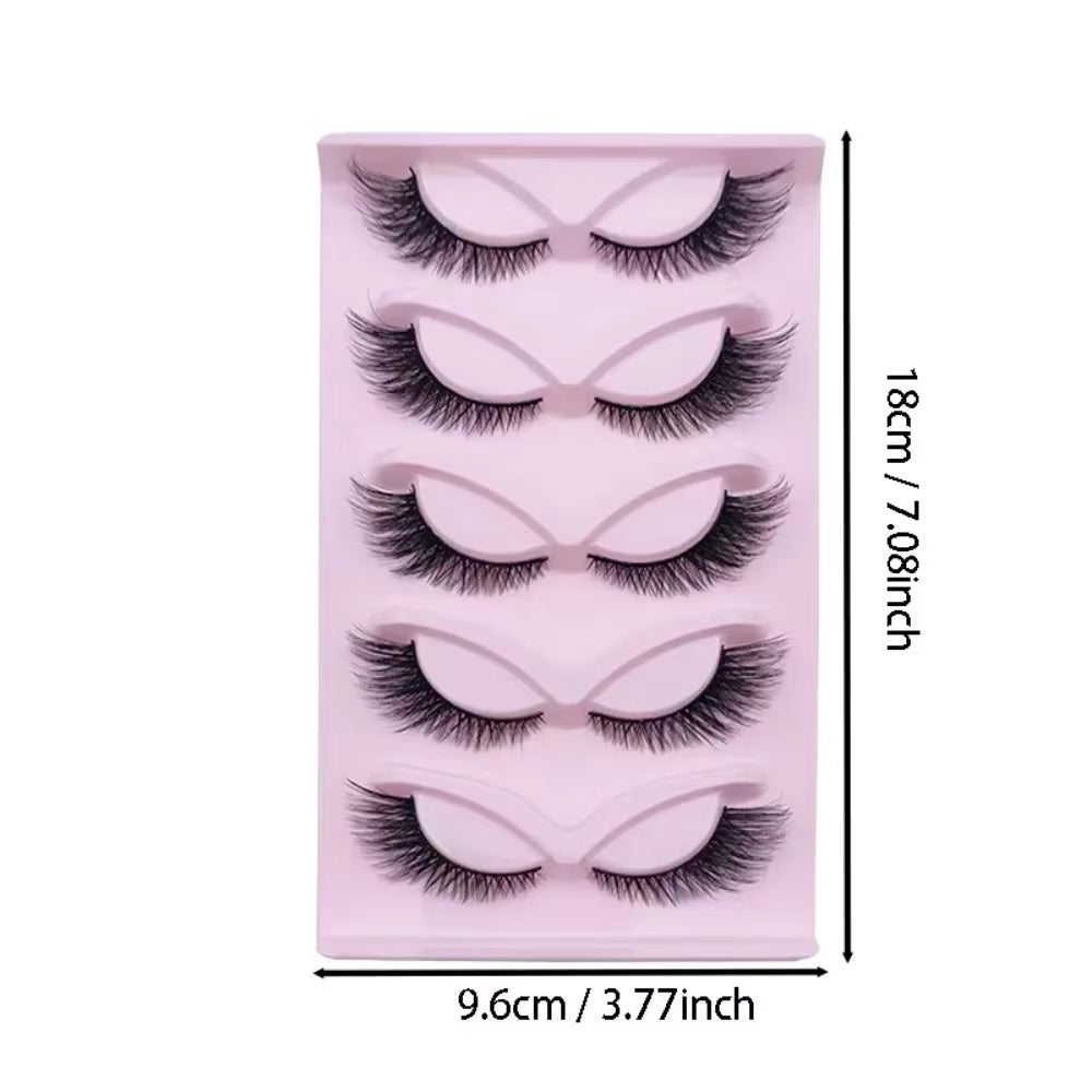 5 Pairs Cat Eye Lashes Wispy Fake Lashes Fluffy Cat Eye Lashes Extensions False Eyelashe