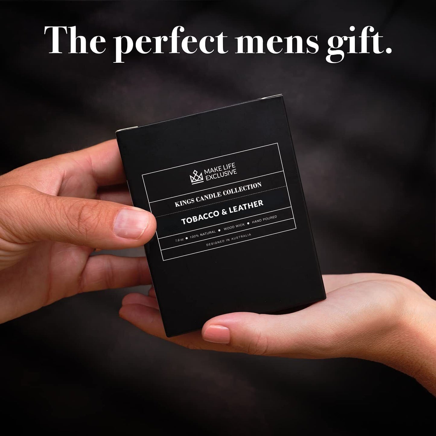 Scented Candles for Men | Tobacco & Leather Scented | Wood Wick, Long Lasting, M