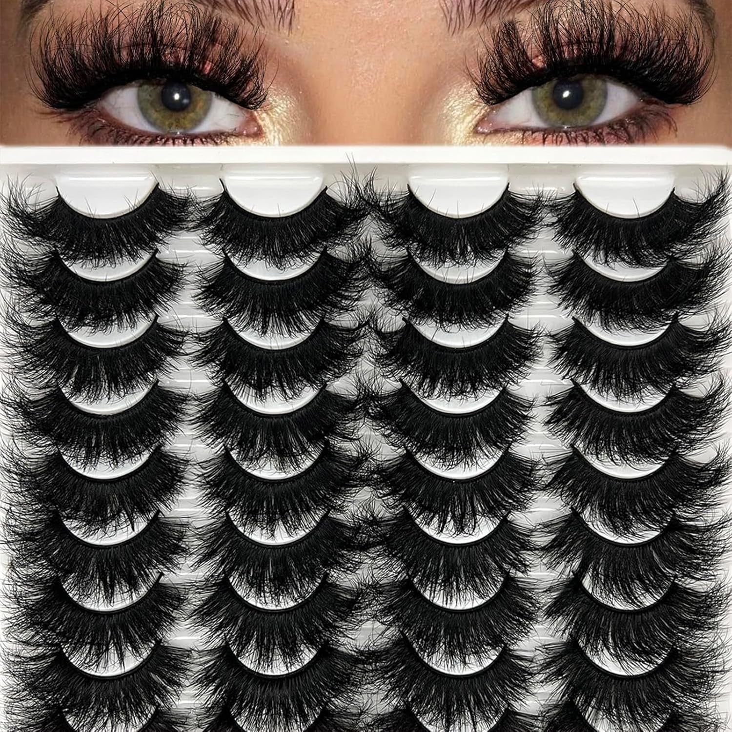 Mink Lashes Wispy 20Mm 3D Volume Full Dramatic Faux Mink D Curl Strip Lashes That Look like Extensions Long Eye Lashes Pack 25 Mm Cat Eye False Eyelashes Natural Look