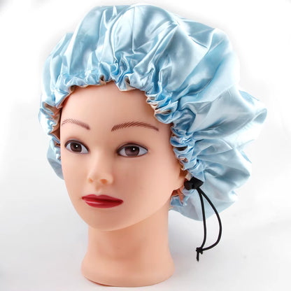 Sleeping Satin Hair Cap Curls Reversible Night Hat Double Layer Silky Bonnet Adjusting Button Bonet Women Hair Heating Cap Tool