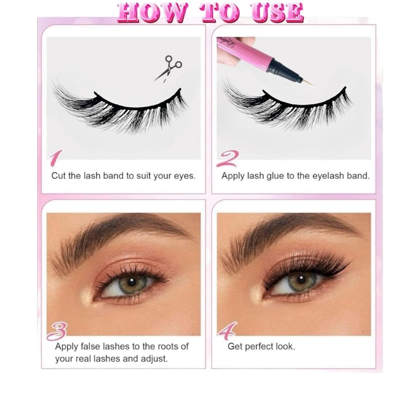 3D CAT EYE LASHES-FOXY EYE LASHES-FAUX MINK-FALSE EYELASHES-FULL GLAM LASHES-WATERPROOF-REUSABLE 1Pair (SMOKY)