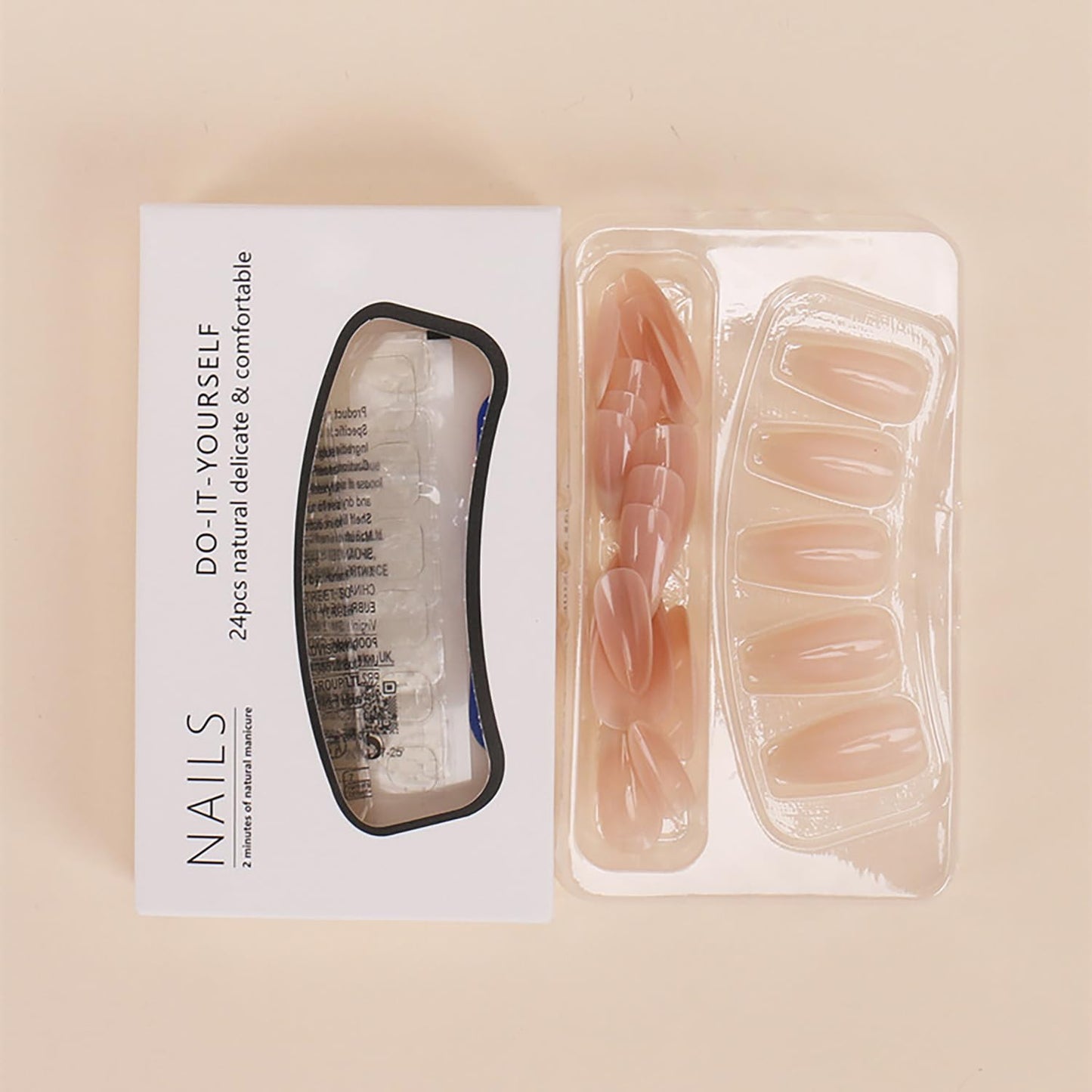 24Pcs Nude Gradient French Tip Press on Nails Medium Length Almond Shaped Artificial Acrylic Fake Nails  Full Cover Reusable Glossy Nature French Coffin False Nails Glue on Nails for Women