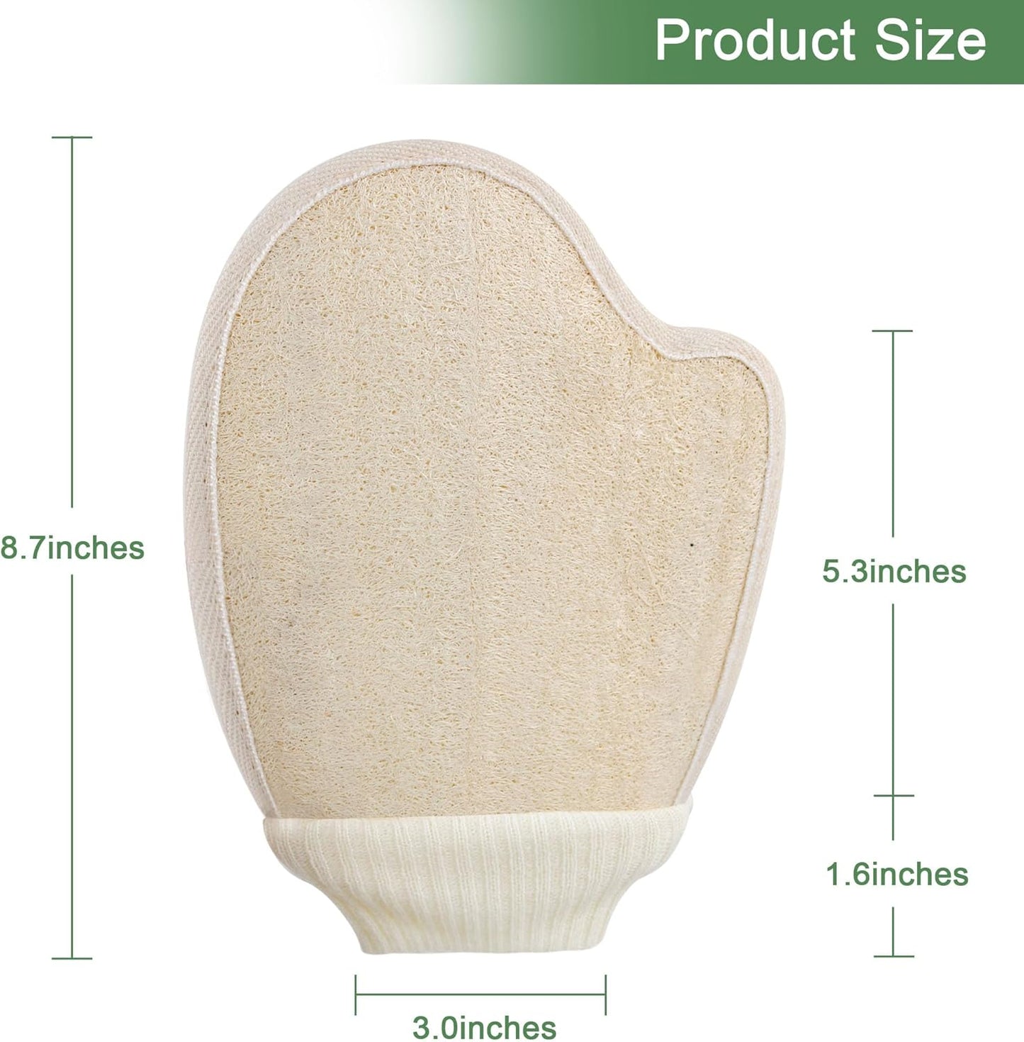 Natural Loofah Exfoliating Body Scrubber, Bath Loofa Scrub Exfoliator Mitten Glove Shower Luffa Sponge Pad for Men Women Elderly (1 Pcs, Double-Sided)