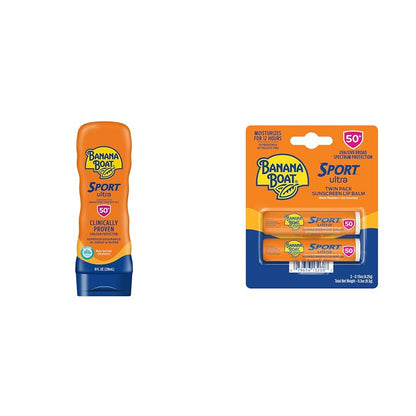 Sport Ultra SPF 50 Sunscreen Lotion 8Oz & Lip Balm SPF 50 Twin Pack