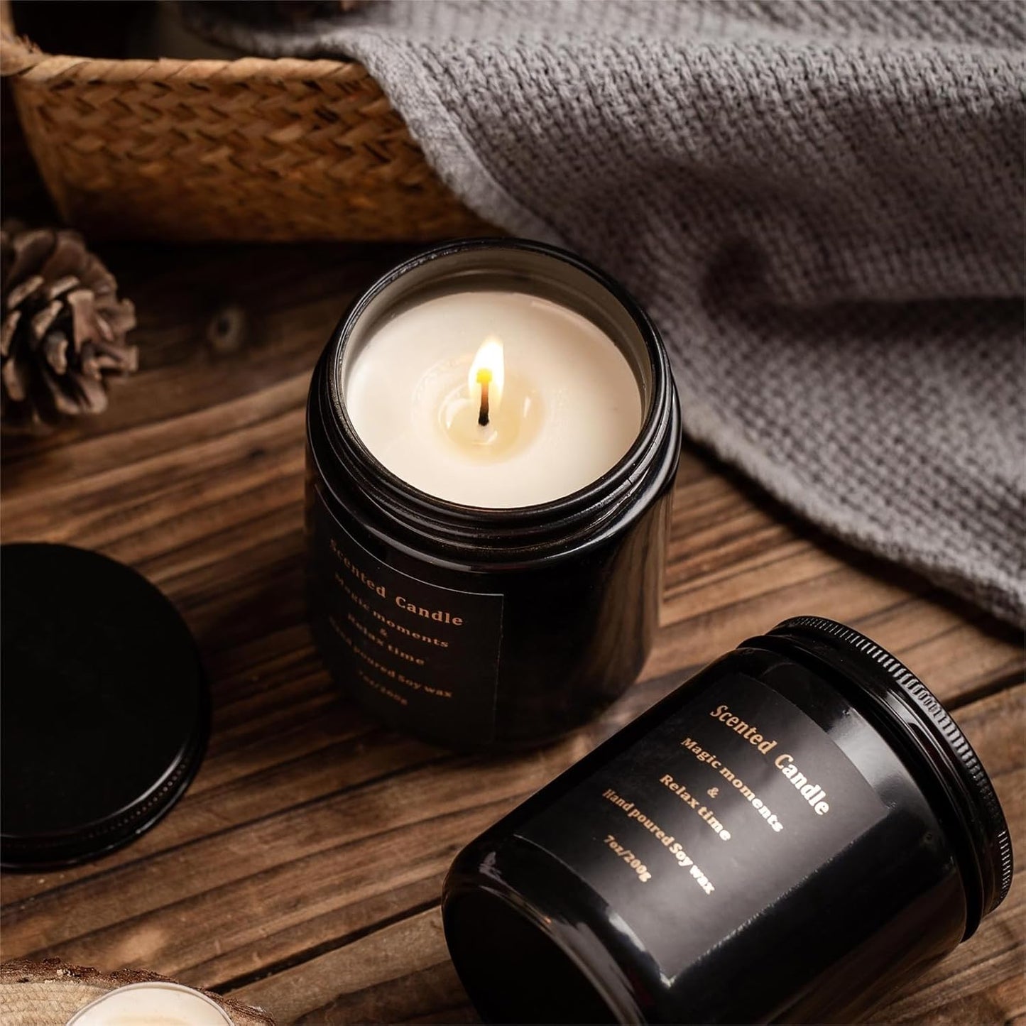 Sage Candle - Sage Candles for Cleansing, Soy Candles Non Toxic, Velas Aromáticas Para El Hogar, Strong Scented Candles, White Sage Candle, Mix Fragrance Smokeless 100% Natural 7Oz 40H(Sage &Sea Salt)