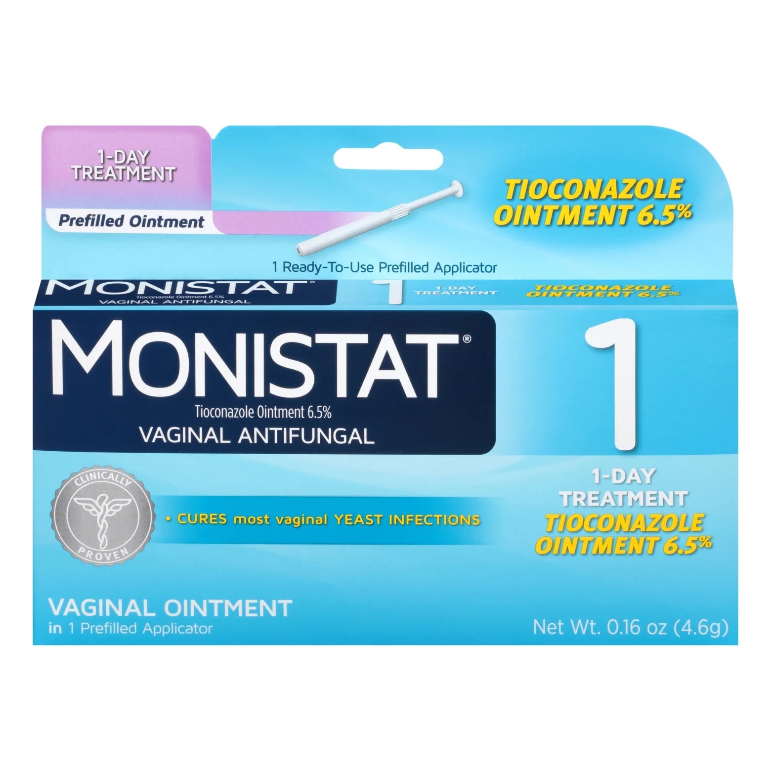 1 Day Yeast Infection Treatment for Women, 1 Tioconazole Ointment Applicator