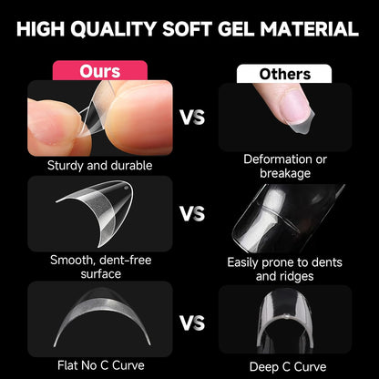 Short Almond Gel X Nail Tips Half Cover 504PCS Extra Short Fake Nail Tips Almond Shape 12Sizes Pre Etched Salon Quality Soft Acrylic Press on Nails for Home Nails Extension