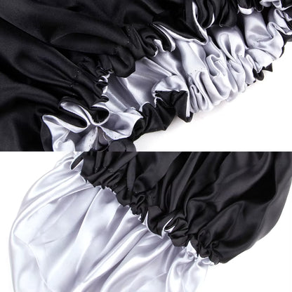 Sleeping Satin Hair Cap Curls Reversible Night Hat Double Layer Silky Bonnet Adjusting Button Bonet Women Hair Heating Cap Tool