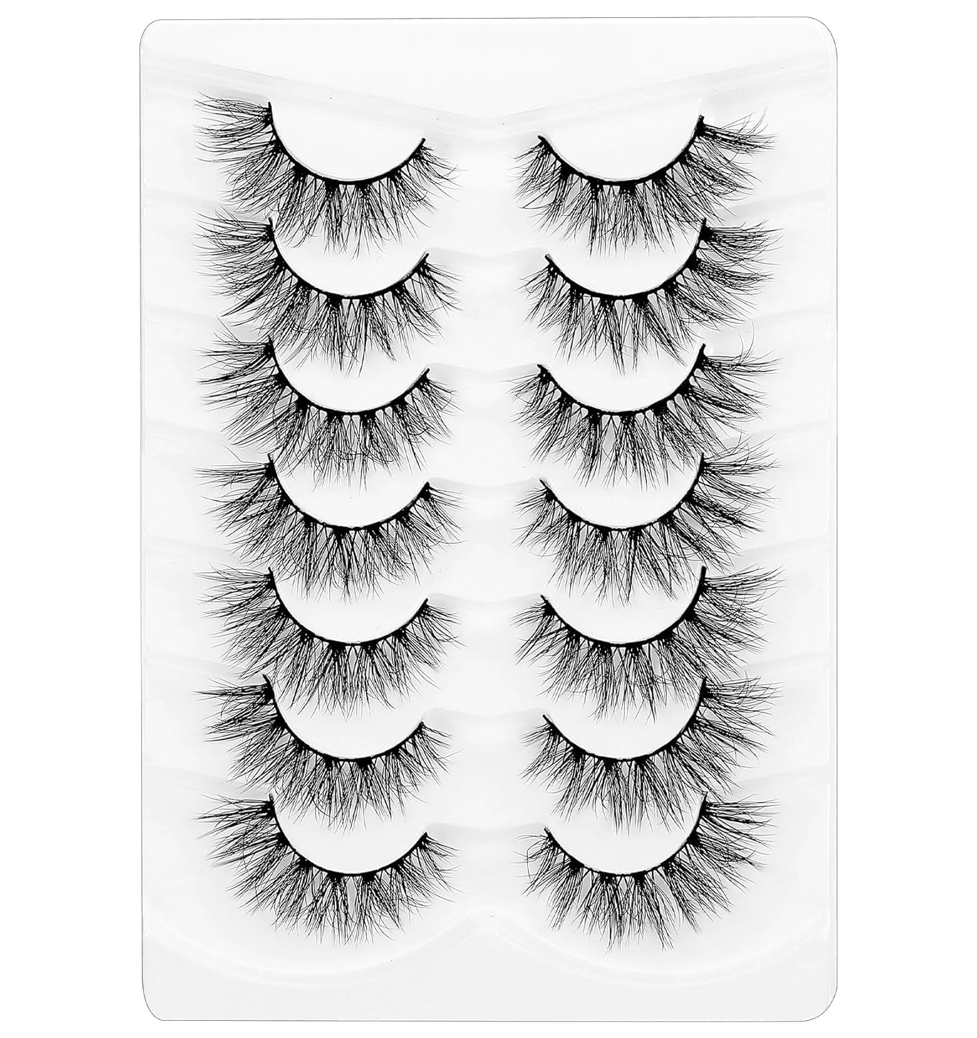 Fox Eye Lashes, Dramatic Lashes, Wispy Fluffy False Mink Lashes, Dramatic Cat Eye 18Mm Natural Look Fake Eyelashes, 7 Pairs Pack