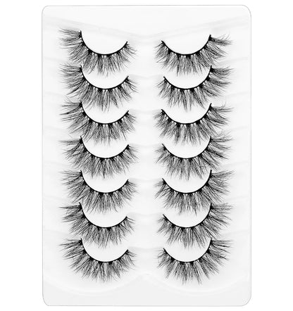 Fox Eye Lashes, Dramatic Lashes, Wispy Fluffy False Mink Lashes, Dramatic Cat Eye 18Mm Natural Look Fake Eyelashes, 7 Pairs Pack