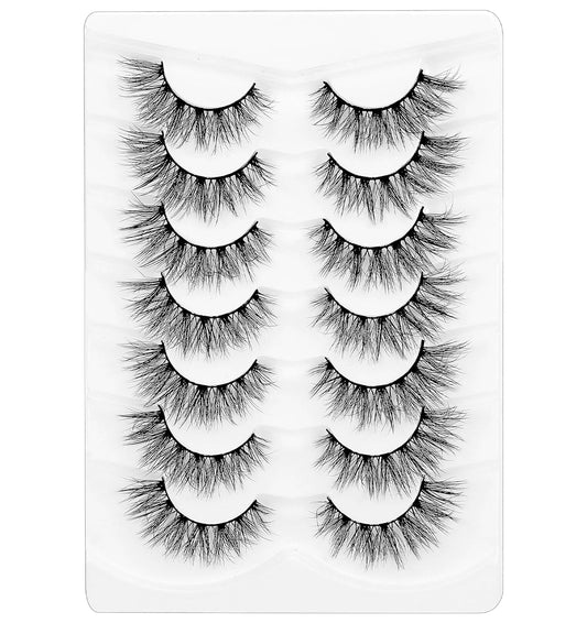 Fox Eye Lashes, Dramatic Lashes, Wispy Fluffy False Mink Lashes, Dramatic Cat Eye 18Mm Natural Look Fake Eyelashes, 7 Pairs Pack