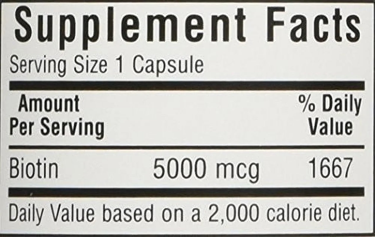 Nutrition Biotin 5000 Mcg Capsules, 60 Ct