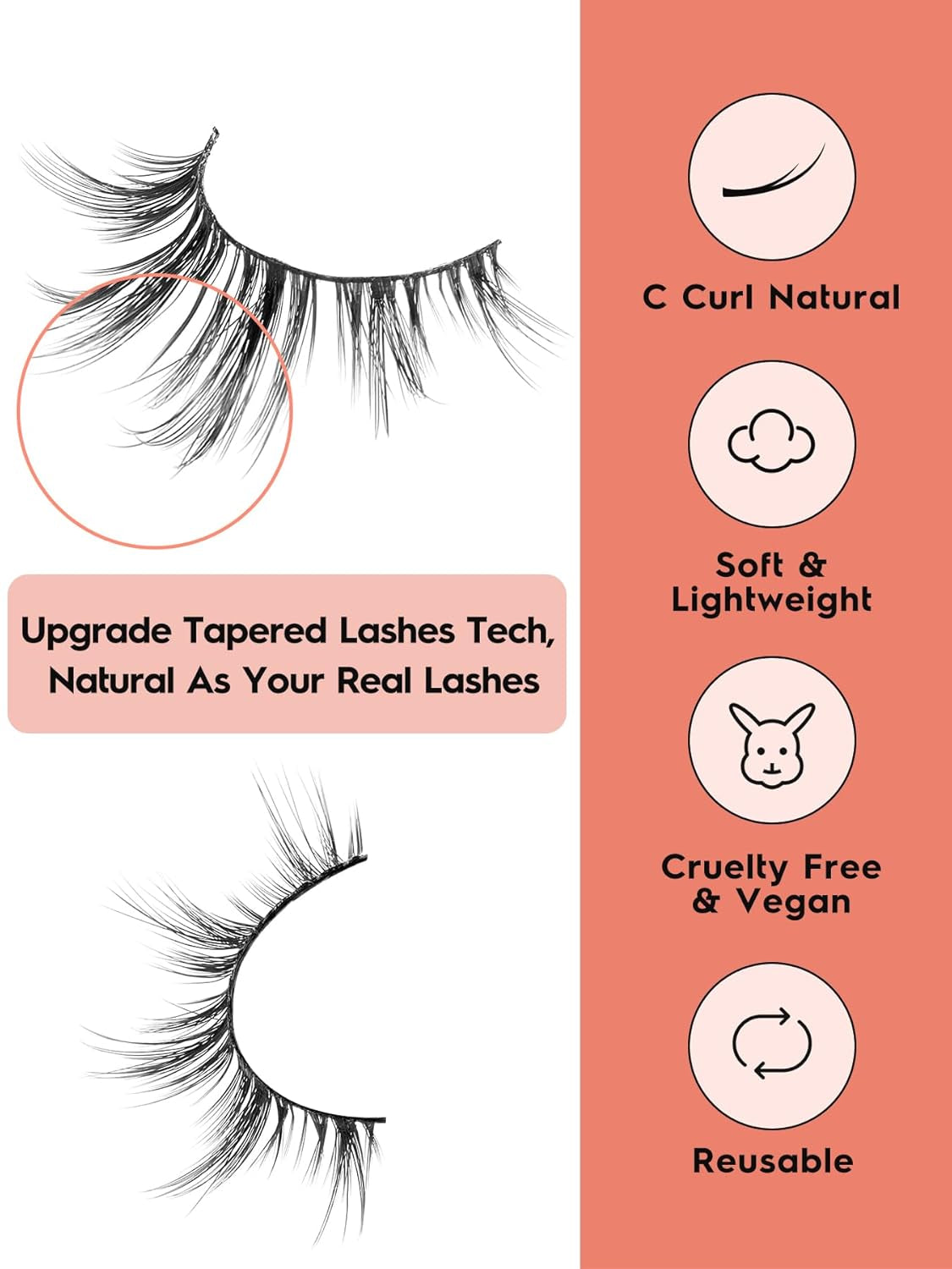 Manga Lashes - Wispy Anime Eyelashes, Natural Look, 3D Volume, 14Mm, Thin Band, C Curl, 7 Pair Pack