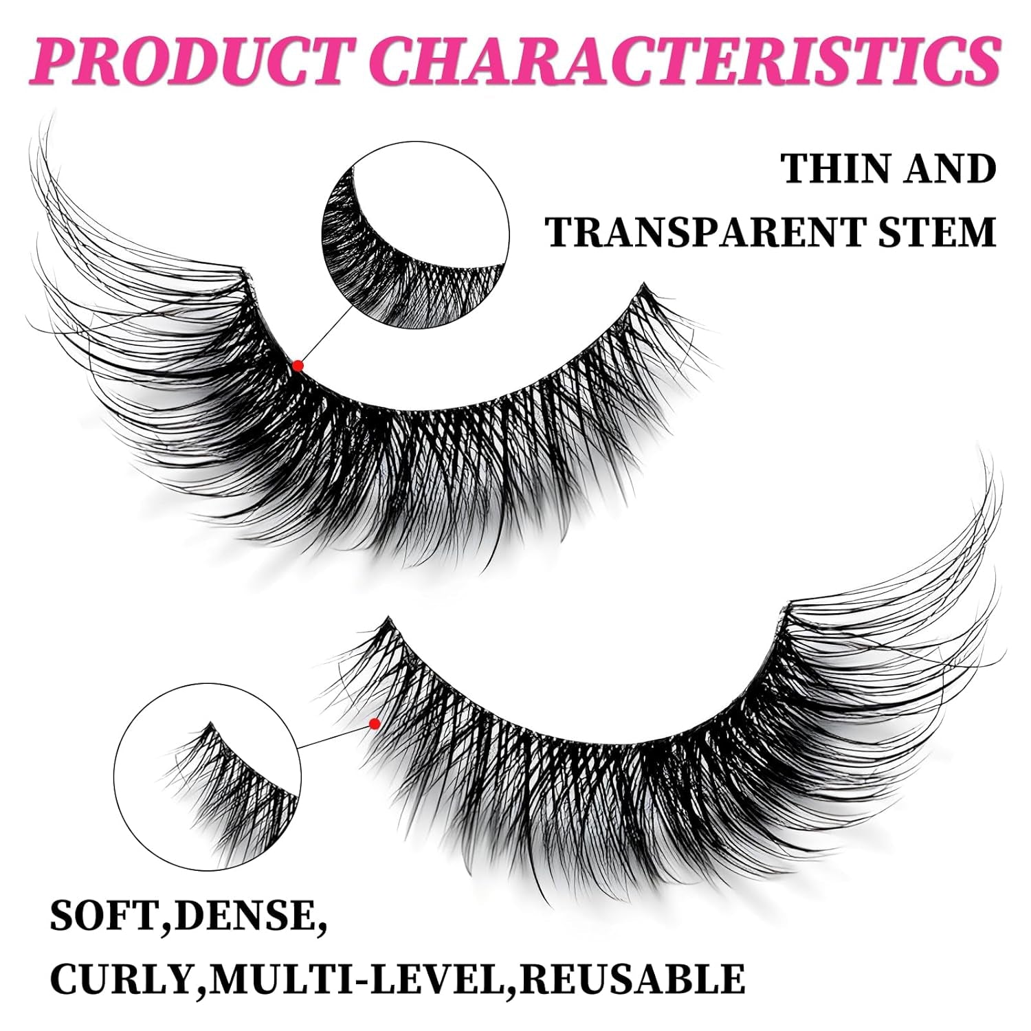 7 Pairs Fake Eyelashes Fluffy False Eyelashes Cat Eye Faux Mink Wispy Lashes Natural Look Lash Extension Eye Lashes 6-21Mm 6D Volume Strips False Lashes with Tweezer for Women Teen Girls