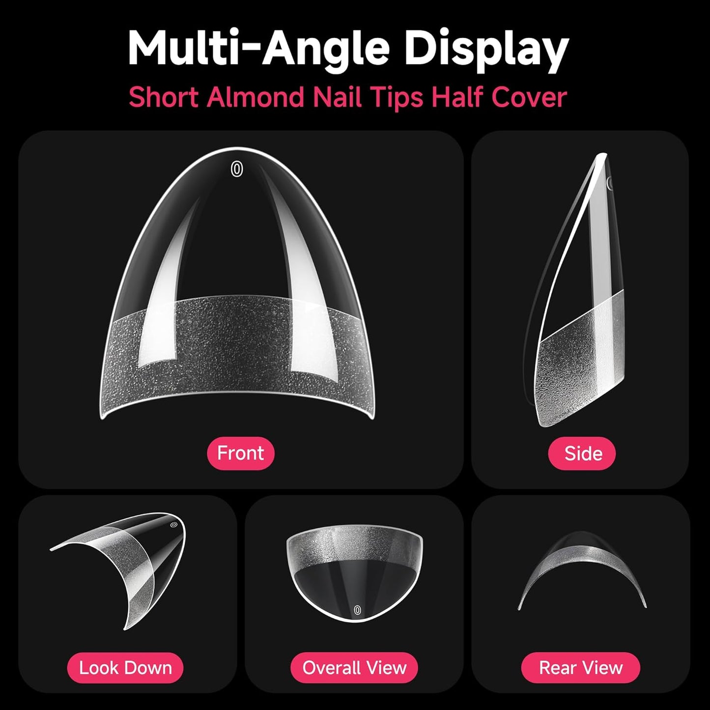 Short Almond Gel X Nail Tips Half Cover 504PCS Extra Short Fake Nail Tips Almond Shape 12Sizes Pre Etched Salon Quality Soft Acrylic Press on Nails for Home Nails Extension