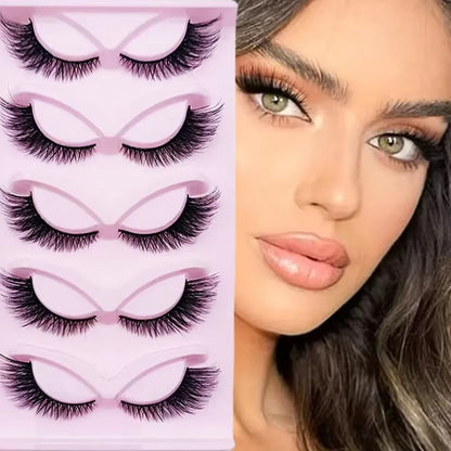 5 Pairs Cat Eye Lashes Wispy Fake Lashes Fluffy Cat Eye Lashes Extensions False Eyelashe