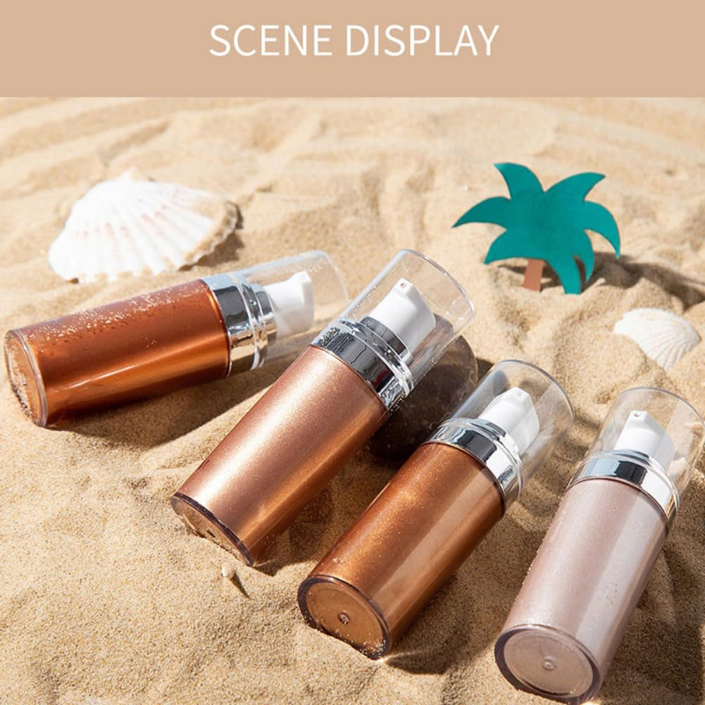 Body Shimmer Oil, Liquid Body Illuminator Drops Face Body Shimmer Oil Long Lasting Smooth Liquid Highlighter Stick Shimmer Highlighter Liquid Bronzer for Face Body Glitter(#03)