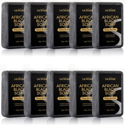 100G AFRICAN BLACK SOAP Shea Butter Bar Moisturizing Acne Treatment Cleanser for Clear Skin Care Deep Cleaning Glowing