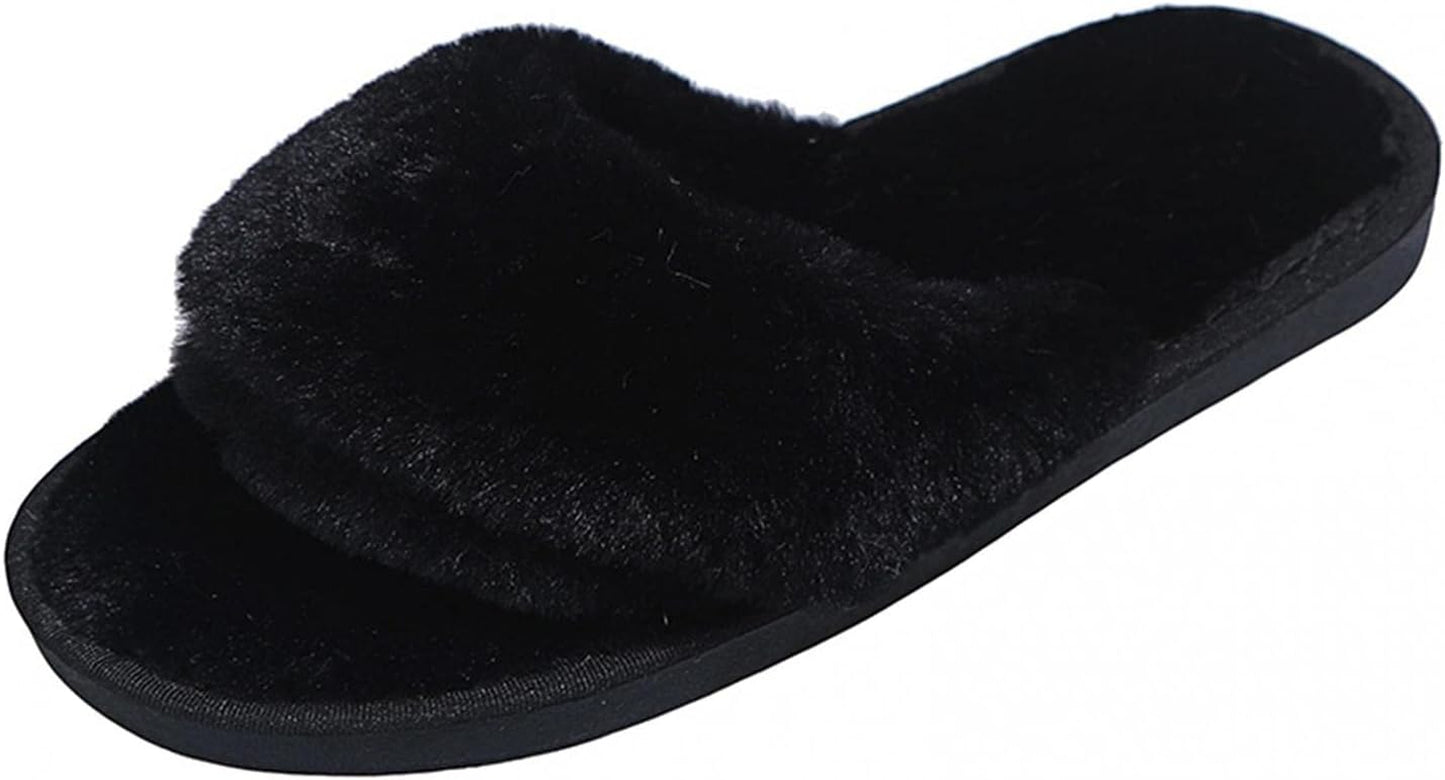 Slippers for Women,Women'S Fashion Casual Fuzzy Lightweight House Slippers Slip on Open Toe Soft Indoor Outdoor Slippers