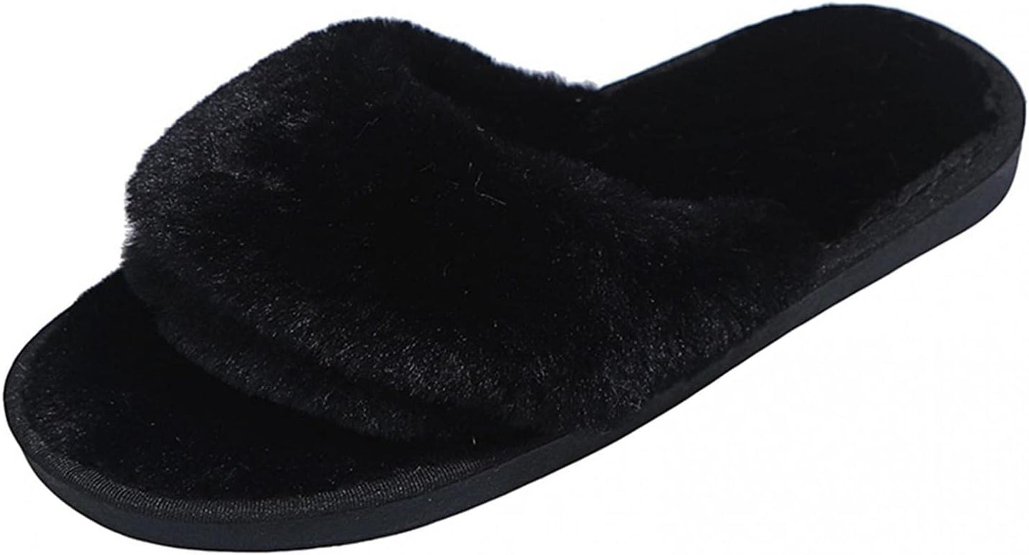 Slippers for Women,Women'S Fashion Casual Fuzzy Lightweight House Slippers Slip on Open Toe Soft Indoor Outdoor Slippers