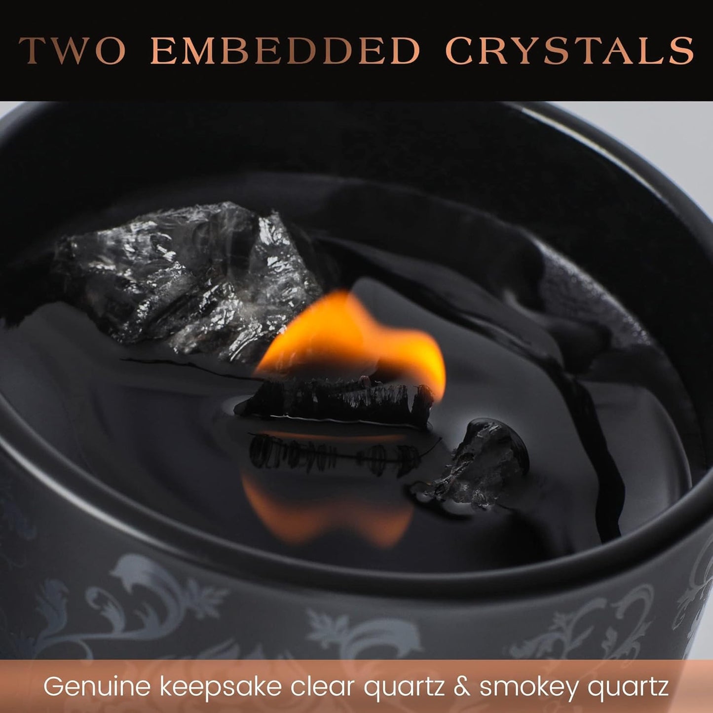 Scented Candle, Wood Wick, 7.4 Oz, Black - Luxurious, Powerful Manifestation Crystal Candle - Hand Poured with Natural Soy, Coconut and Beeswax - Essential Oils and Exotic Fragrance