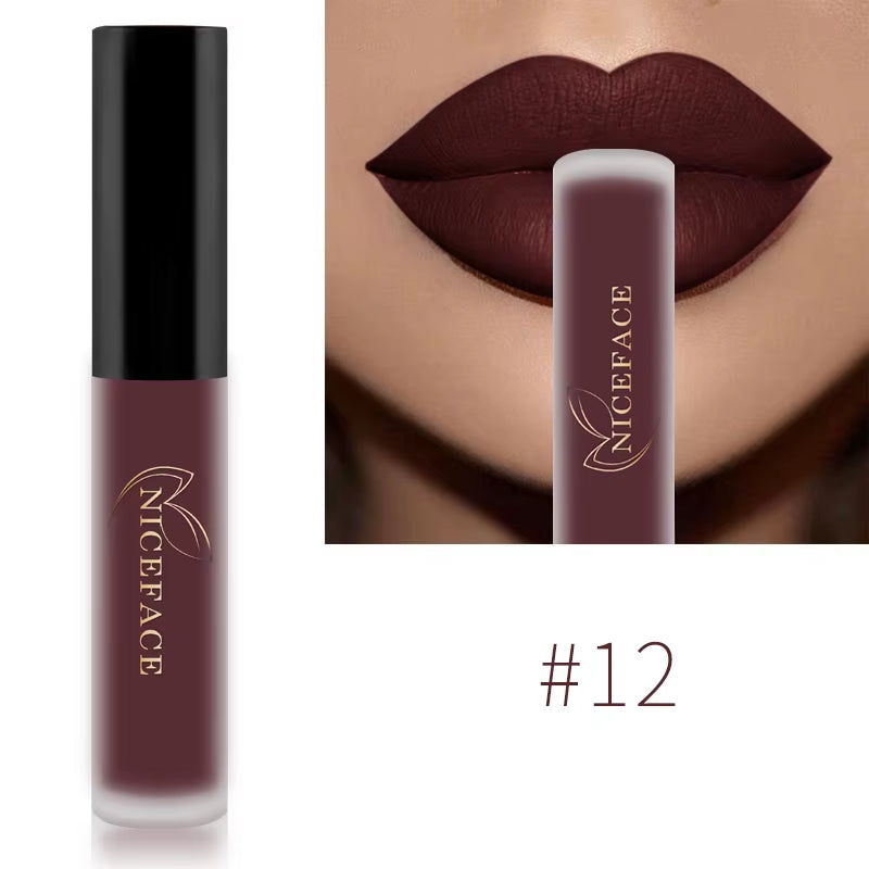 Nude Liquid Lipsticks Waterproof Velvet Matte Lip Gloss Long Lasting Non-Stick Cup Lip Tint Makeup Pigment Cosmetics