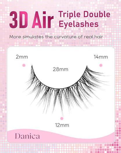 Lashes Wispy Natural Lashes Natural Look Natural Eyelashes Wispy Eyelashes False Eyelashes Natural Fake Lashes 13Mm Lashes 3D Air-Danica