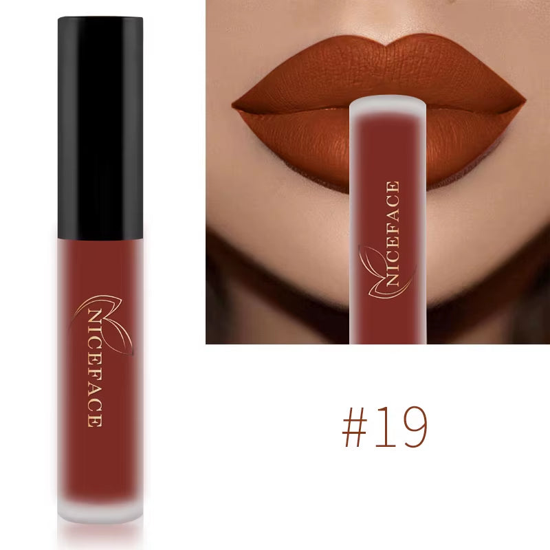 Nude Liquid Lipsticks Waterproof Velvet Matte Lip Gloss Long Lasting Non-Stick Cup Lip Tint Makeup Pigment Cosmetics