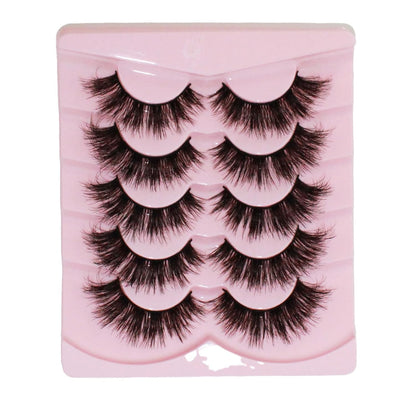 False Eyelashes Fox Eye Lashes Curl Winged End Eye Elongated Cat Eye Lashes 5 Pairs Natural Fake Eyelashes Thick Handmade Fake Lashes Pestañas