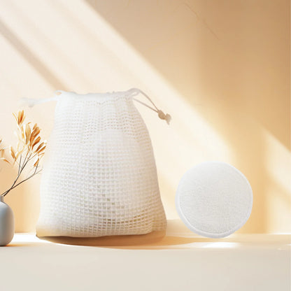 Reusable Makeup Remover Pads Cotton Pads with Washable Bag Bamboo Face Pads White,20 Pack