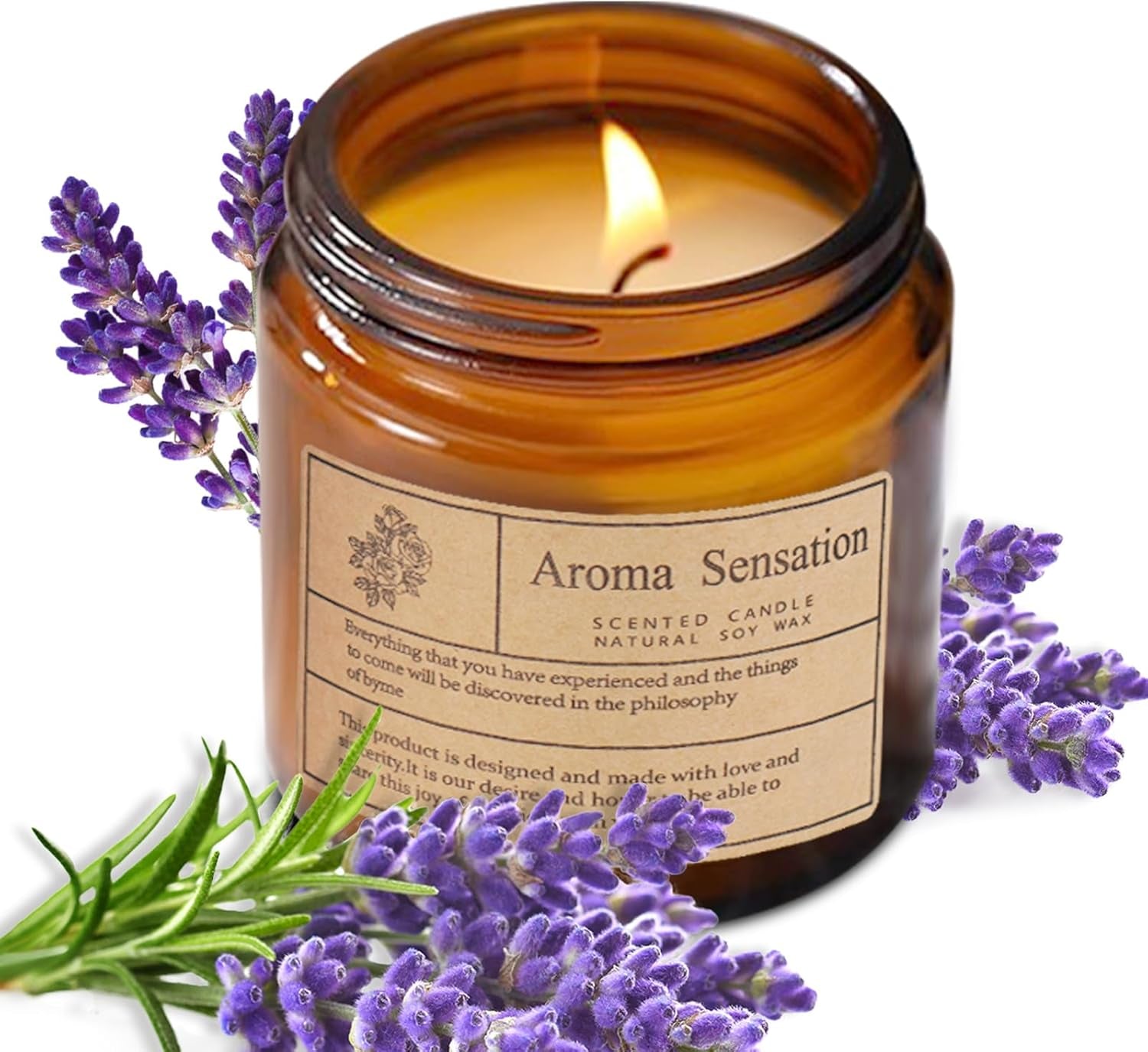 Organic Lavender Candles - Non Toxic Soy Candles for Home, Stress Relief & Meditation (7Oz)