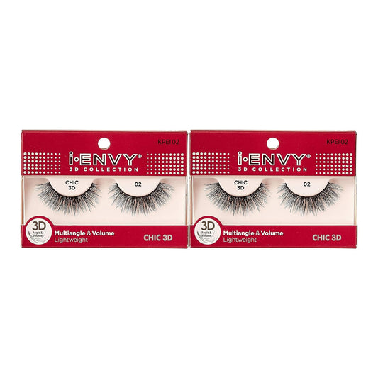 I-Envy 2 Pairs False Eyelashes 3D Glam Collection Multi-Angle & Volume Lashes