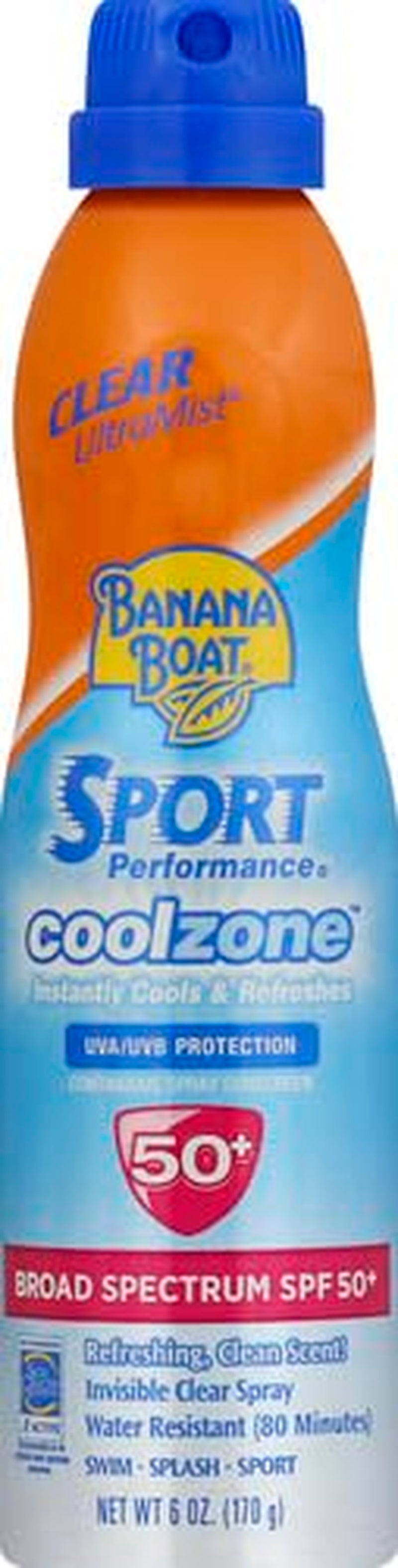 Sport Cool Zone SPF 50 Sunscreen Spray, 6Oz | Sport Sunscreen Spray SPF 50, Clear Sunscreen Spray,  Sunscreen Spray SPF 50, Oxybenzone Free Sunscreen, 6Oz