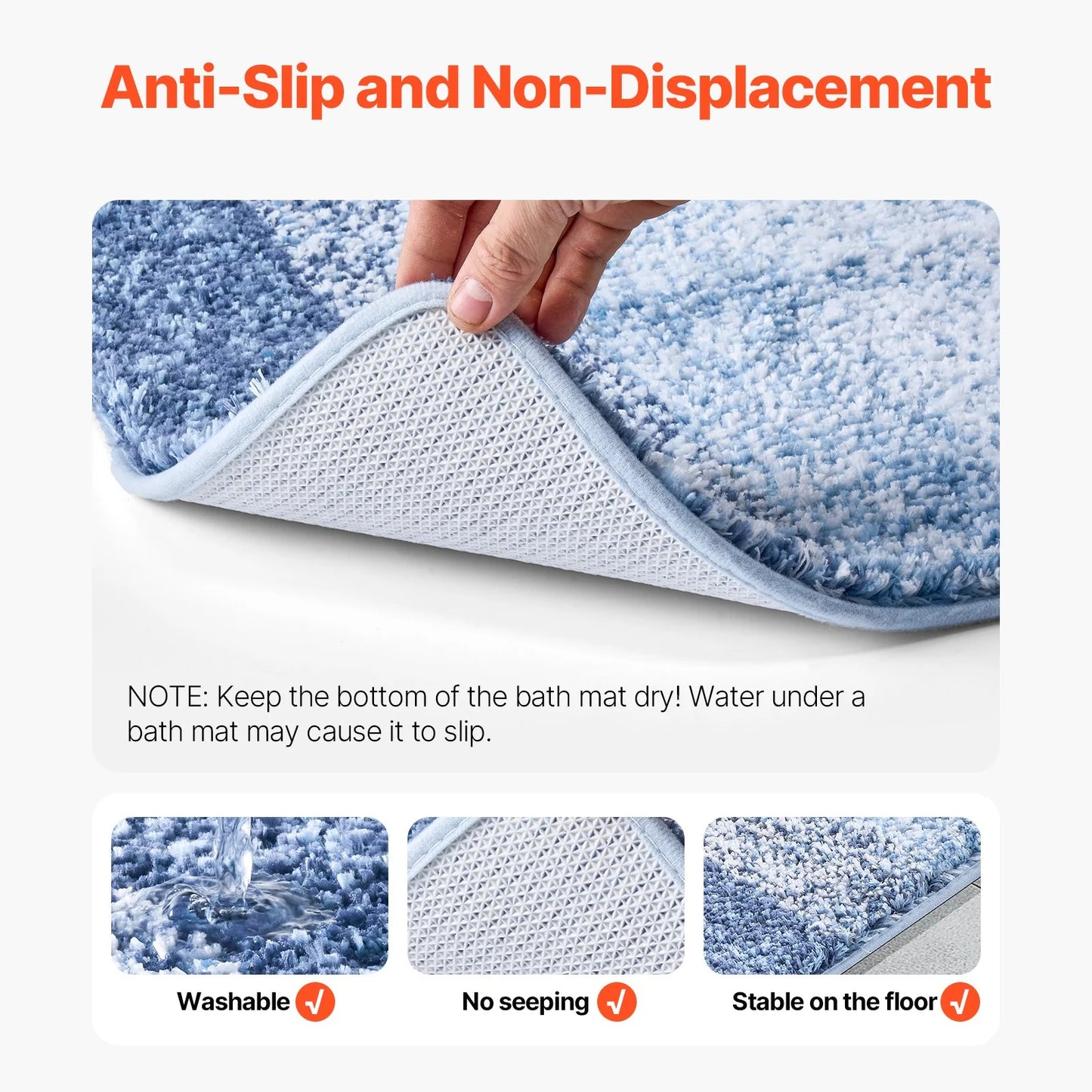 Bathroom Rug 30X20 Absorbent Soft Bath Mat Machine Washable Quick Dry Non-Slip