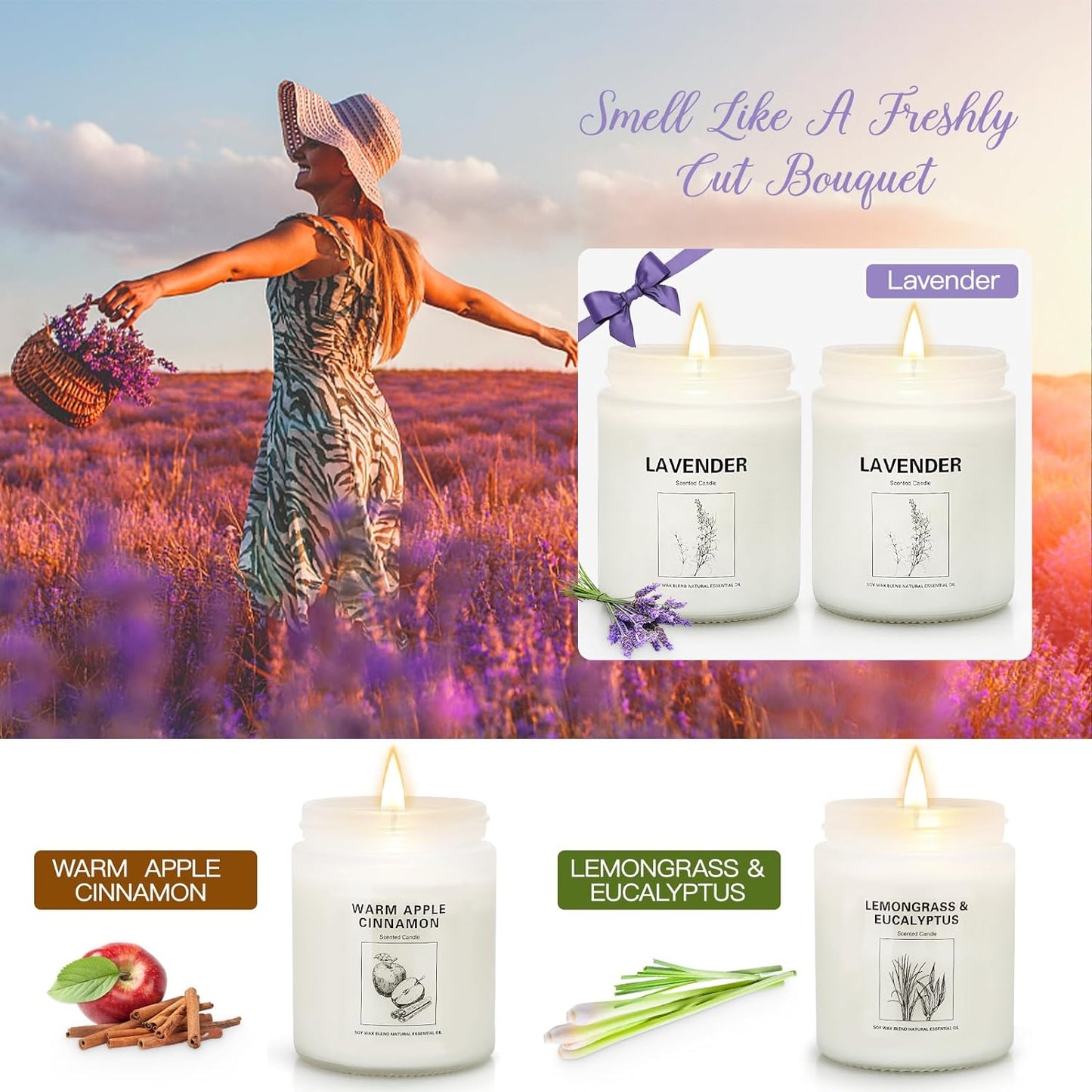 Candles Clearance, 4 Pack Candles for Home Scented, Stress Relief Gifts for Women, 28 Oz Lavender Candles Gifts Set for Women Birthday, Valentine'S Day, Mother'S Day, Anniversary Candles Gift