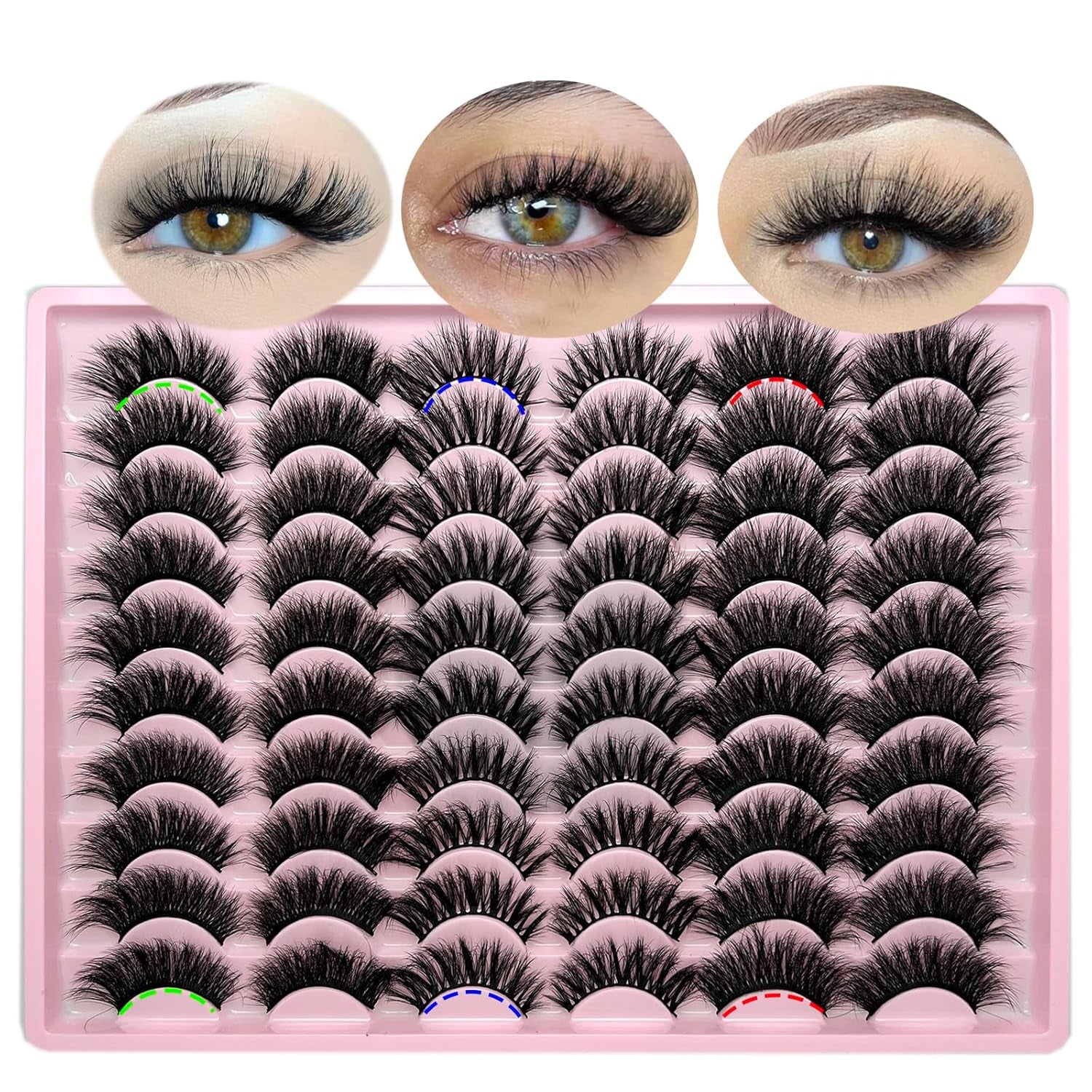 Mink Lashes Pack Fluffy Wispy Strip Lashes Natural Look 3D Cat Eye Eyelashes Book 18Mm Long Volume C Curl Faux Mink Lash Strips Multipack (3 Styles)