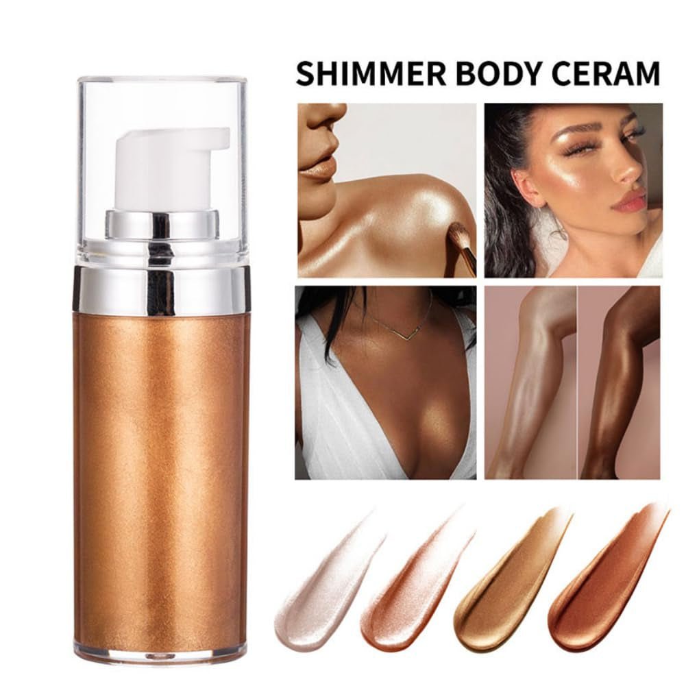 Body Shimmer Oil, Liquid Body Illuminator Drops Face Body Shimmer Oil Long Lasting Smooth Liquid Highlighter Stick Shimmer Highlighter Liquid Bronzer for Face Body Glitter(#03)