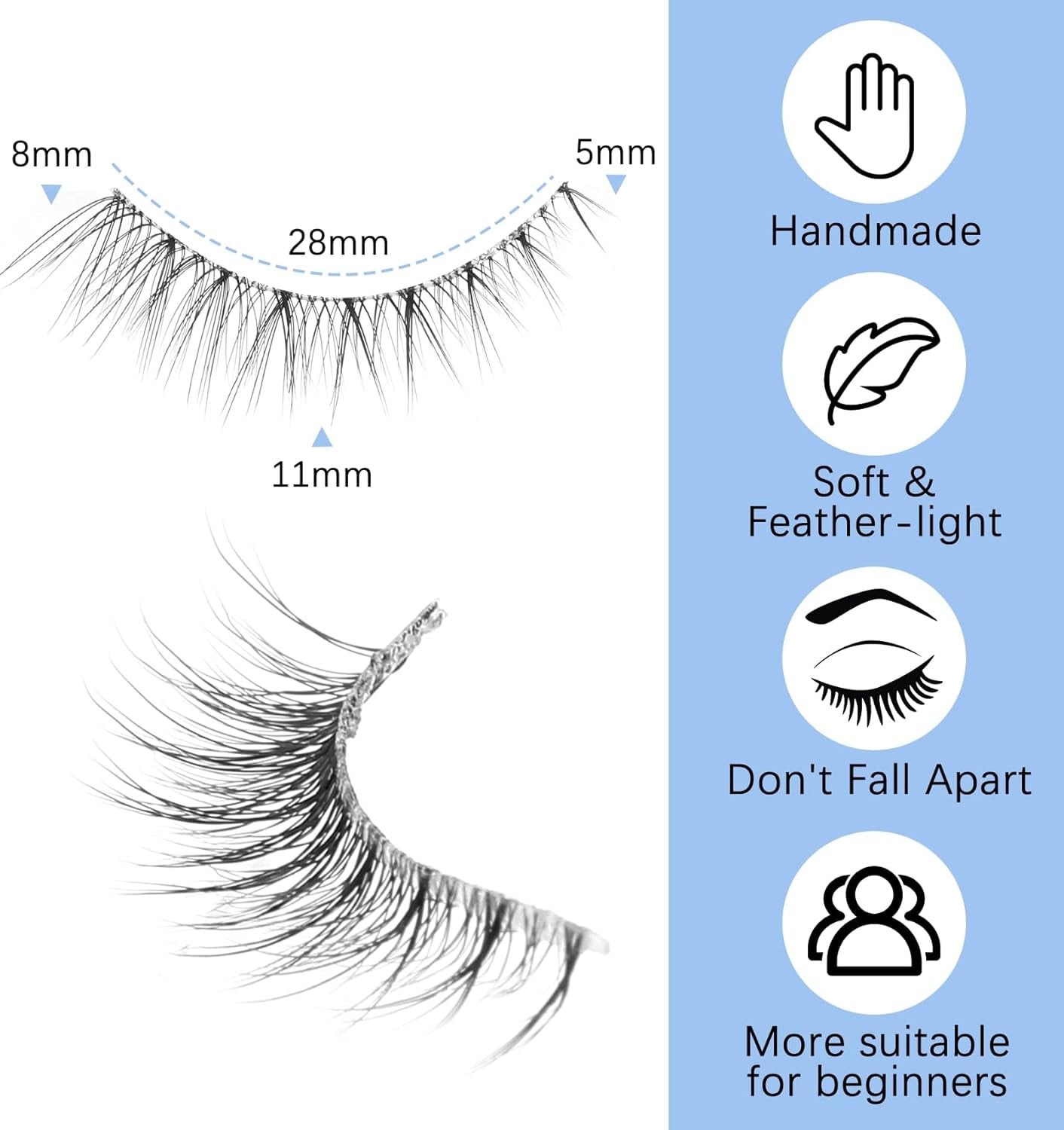 Fox Eye Lashes, Fluffy Fox Eye Lashes, Natural Look Mink Cat Eye Lashes Short Wispy Lash Strips, 10 Pairs Pack Volume Strip Fake Eyelash Extension Look