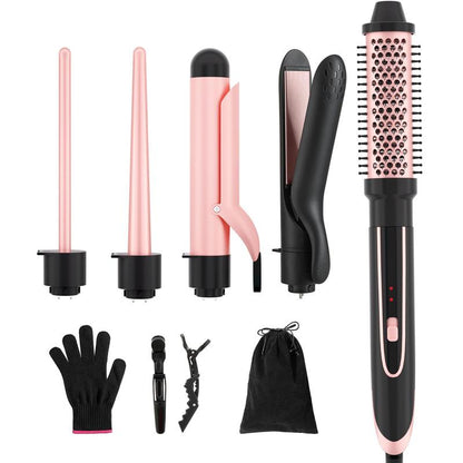 Heikki Vision Hair Curler Iron Set, Interchangeable Ceramic Curling Wand & Curler Brush & Insulated Gloves & Hair Clip, Curling Irons, Instant Heating Hair Styling Tool for Home Salon, Valentine'S Day Gift