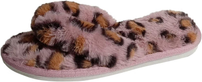 Slippers for Women Flip Flop Memory Foam with Cozy Terry Lining Soft Thong Leopard Slippers House Slides Indoor Outdoor