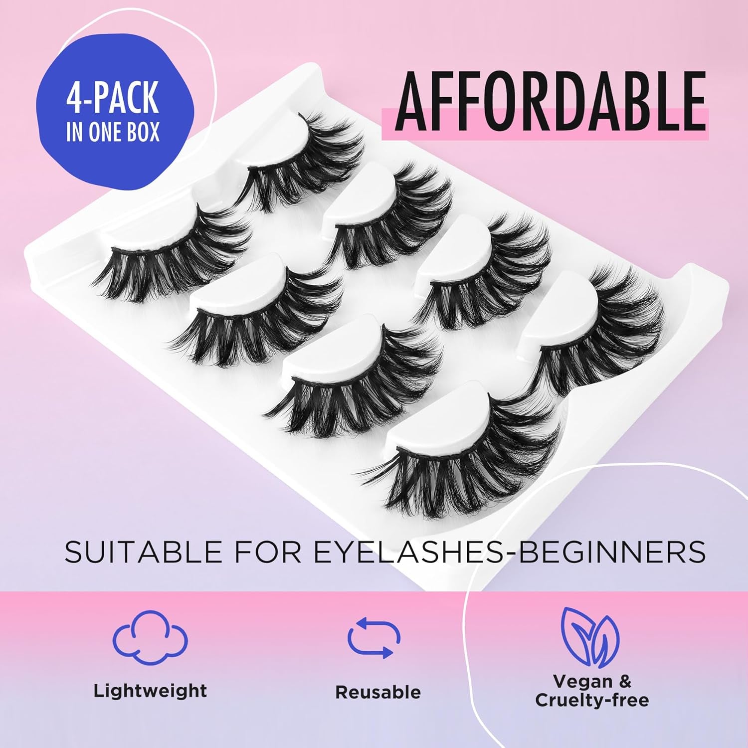 Lashes Russian Lashes Fake Eyelashes -  False Lashes Russian Strip Lashes D Curl Lashes Cat Eye Lashes Fox Eye Lashes WJ28-2B4