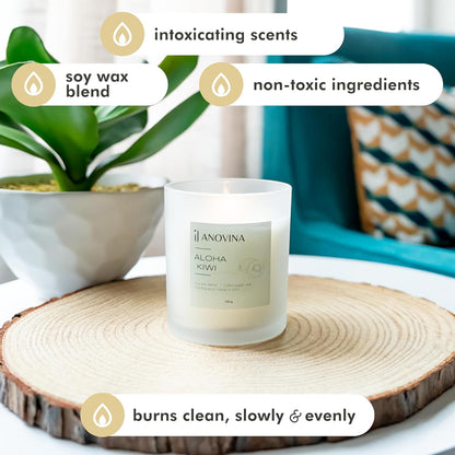 Hand-Poured in USA,  Aloha Kiwi Scented Candles for Women – Premium Soy Wax Blend with Tropical Kiwi & Fruit Fragrance. a Perfect Valentine'S Gift for a Serene Retreat!