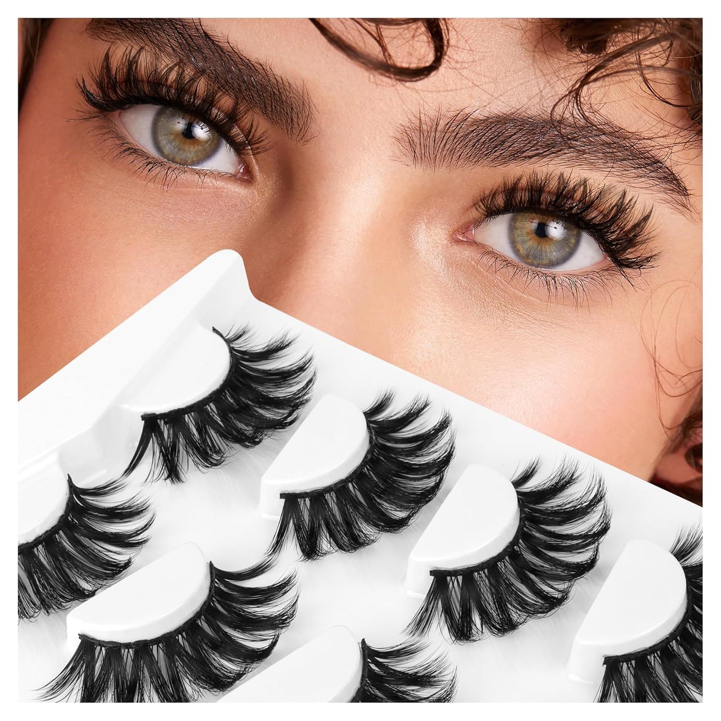 Lashes Russian Lashes Fake Eyelashes -  False Lashes Russian Strip Lashes D Curl Lashes Cat Eye Lashes Fox Eye Lashes WJ28-2B4